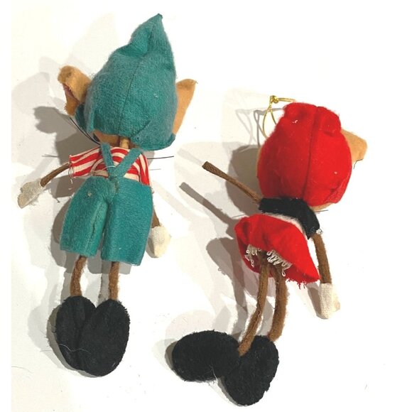 Vintage felt ornaments bendable mice mouse delicate made in Japan 5" whimsical c - Picture 4 of 8